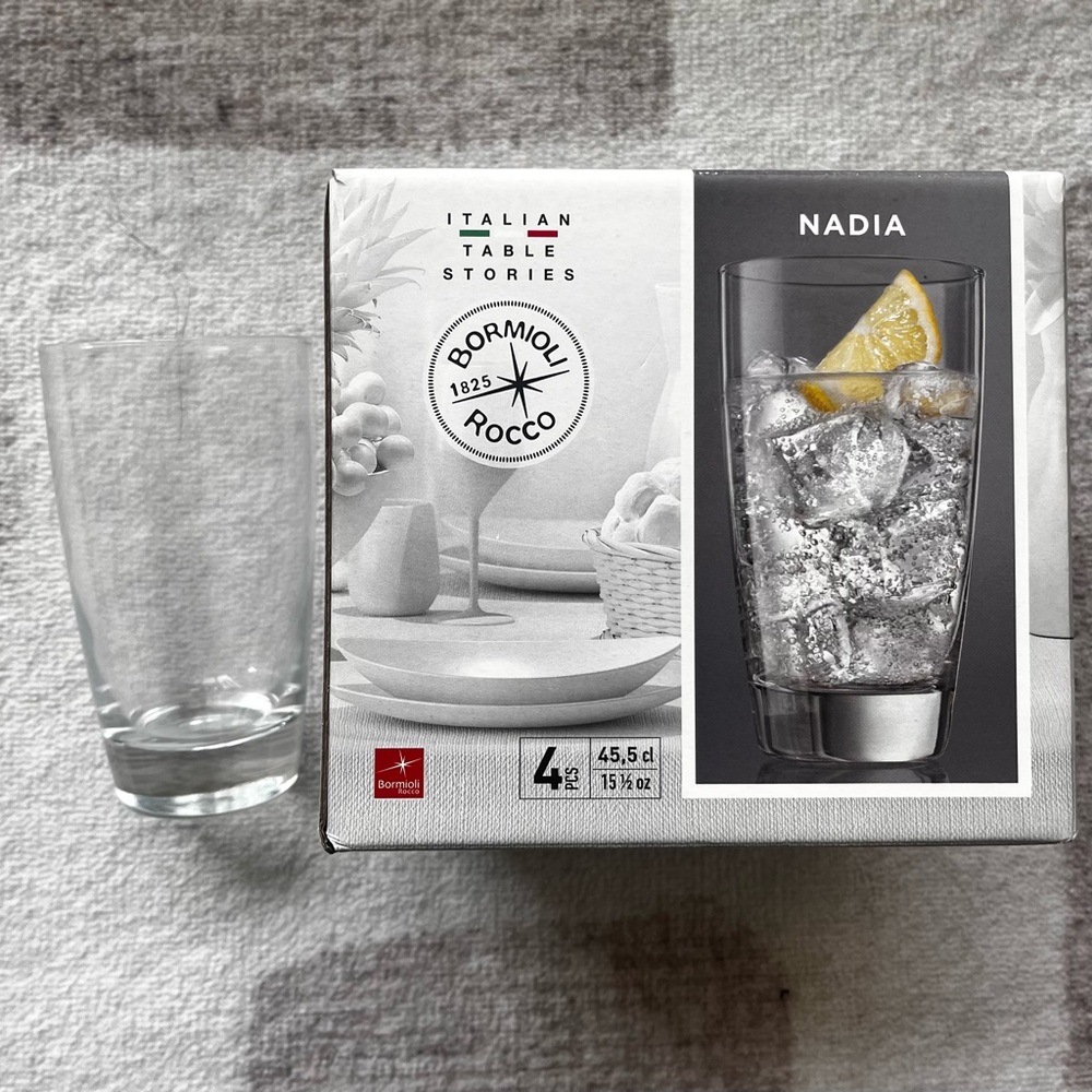 BNIB BORMIOLI ROCCO SET OF 4 GLASSWARE